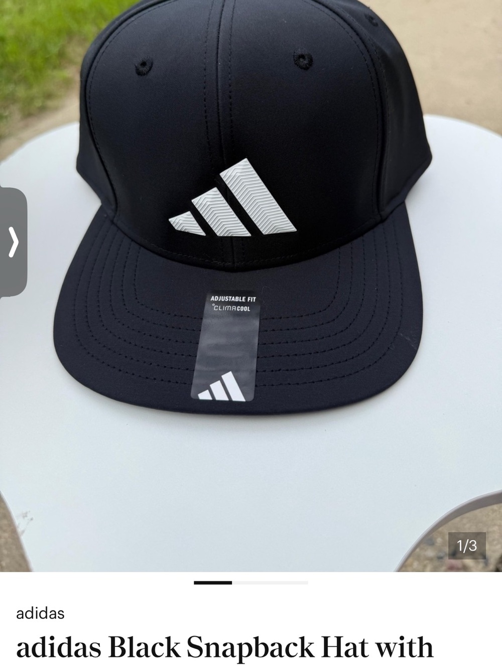 adidas Black Snapback Cap with White Trefoil Accent